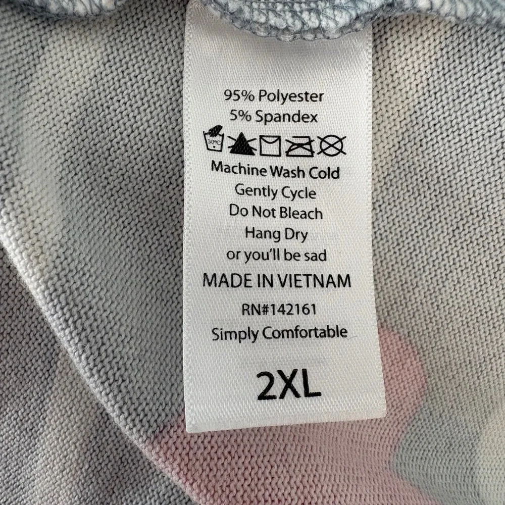 LuLaRoe Caroline Cardigan Sweater 2XL Grey White Striped Pink Hearts Open Front